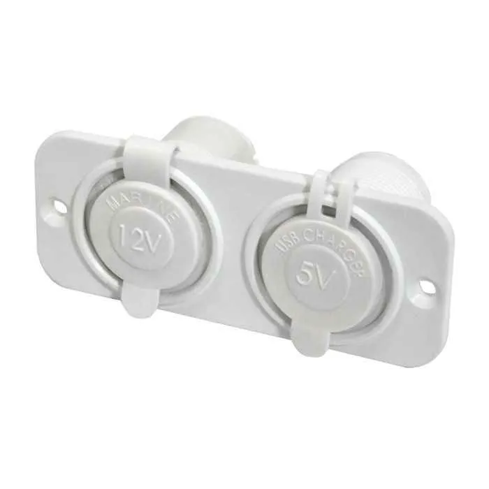 Панель с USB-разъемом 5В/2.4А и прикуривателем, белая