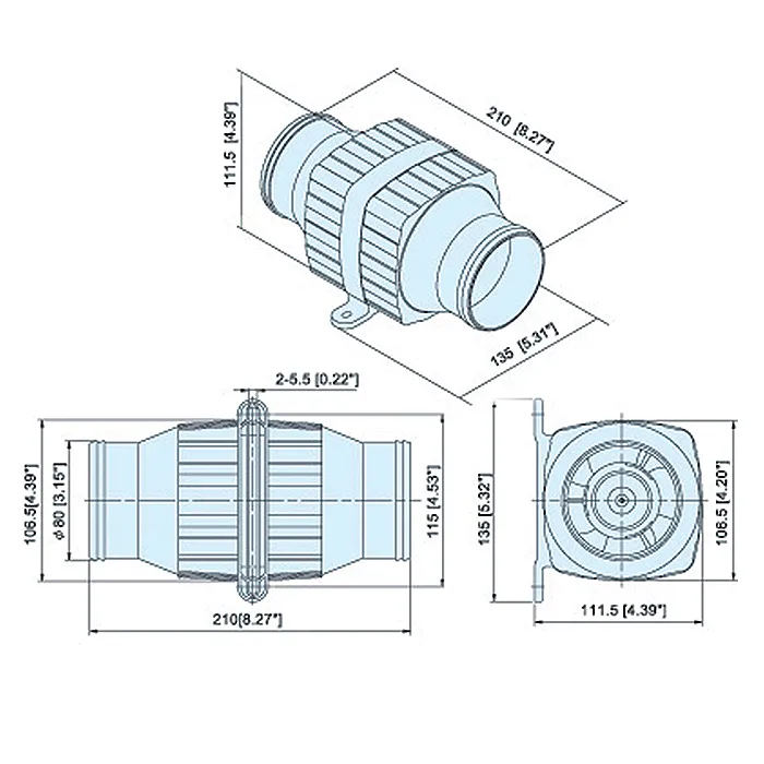Вентилятор трюмный 12В, 3452 л/мин