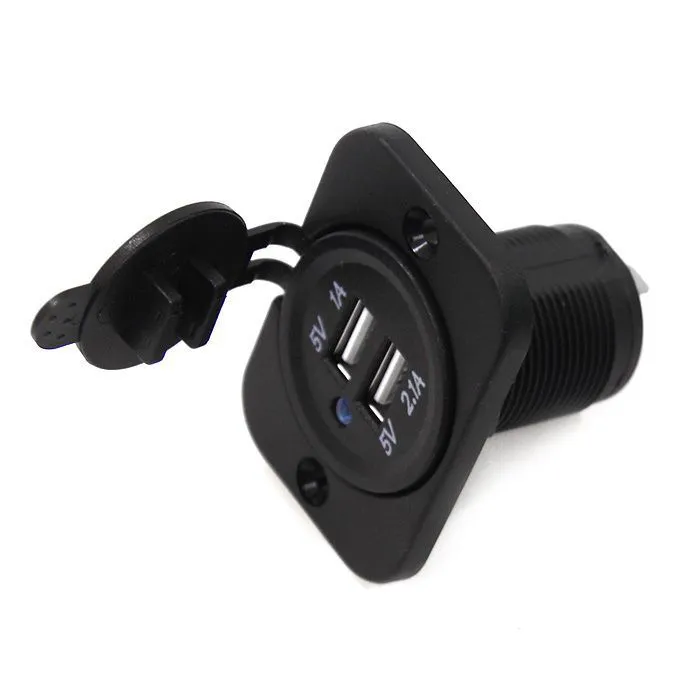 Панель с двойным USB разъемом и подсветкой NEKEKE 12-24V, прямоуг., задняя