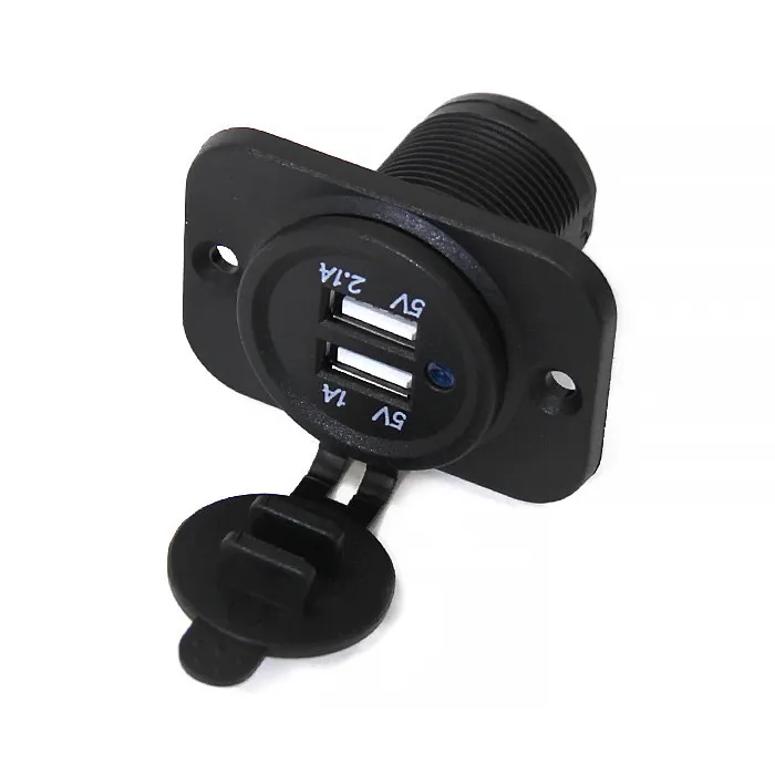 Панель с двойным USB разъемом и подсветкой NEKEKE 12-24V, прямоуг., фронт.