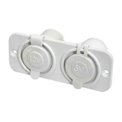 Панель с USB-разъемом 5В/2.4А и прикуривателем, белая