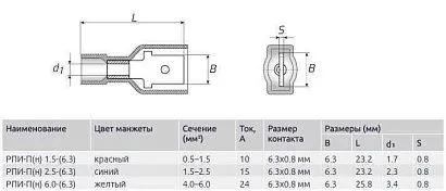 Разъем плоский нейлон 6.0-7-0.8 (папа) (100 шт)