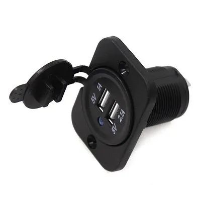 Панель с двойным USB разъемом и подсветкой NEKEKE 12-24V, прямоуг., задняя