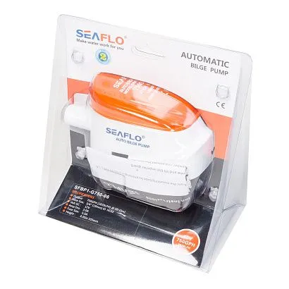 Помпа водооткачивающая автоматическая SeaFlo трюмная, 12V 750 галлон/час, патрубок 19 мм