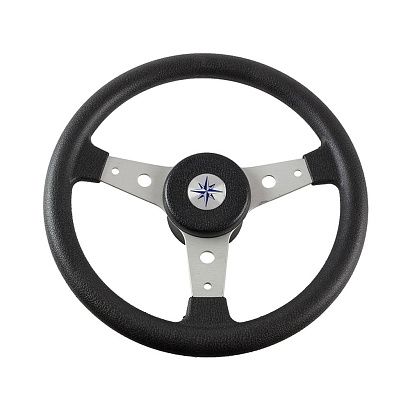 Колесо рулевое DELFINO, спицы серебрянные 340 мм, чёрный