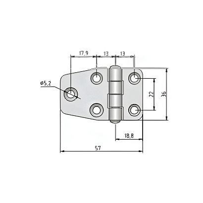 Петля неразъемная SUNFINE с накладкой 59x40x2 мм, асимметричная