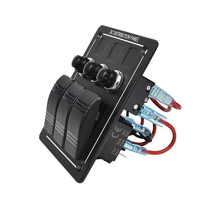 Панель бортового питания Skipper с кулисными переключателями переключателей - 3, с индикацией, автом