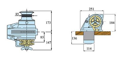 Лебедка якорная "Kobra", 1000Вт, 12В, цепь 8мм  с кн. сброса