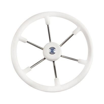 Колесо рулевое LEADER TANEGUM, спицы серебрянные 400 мм, белый