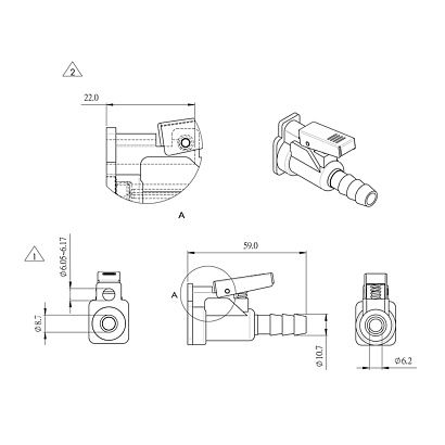 Коннектор на топливный бак Skipper для Yamaha "мама", 9.5 мм
