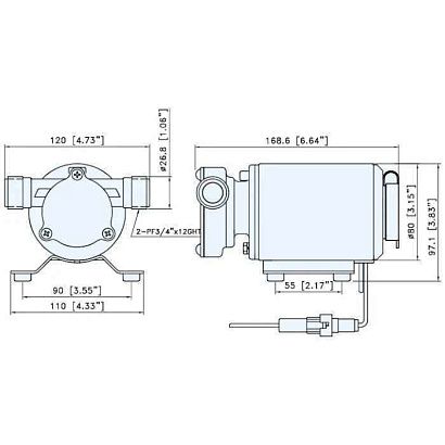 Насос водяной 400GPH, 168x120x97 мм, 24V, в комплекте