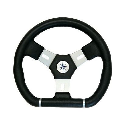 Колесо рулевое ELBA SPORT, спицы серебрянные 320 мм, чёрный