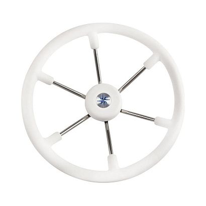 Колесо рулевое LEADER TANEGUM, спицы серебрянные 400 мм, белый