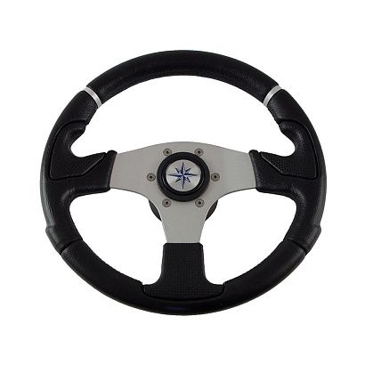 Колесо рулевое NISIDA, спицы серебрянные 320 мм, чёрный