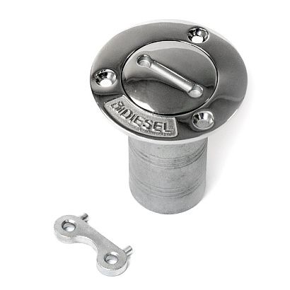 Горловина заливная SUNFINE 38мм прямая с ключом (Diesel), нержавеющая сталь