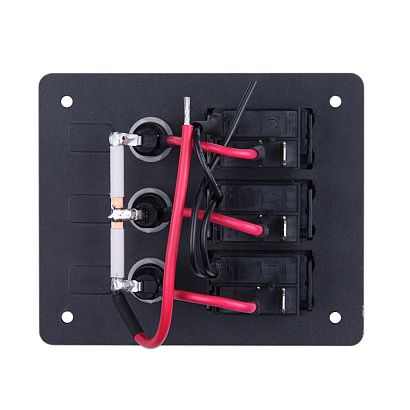 Панель бортового питания Skipper с кулисными переключателями переключателей - 3, с индикацией, гнёзд