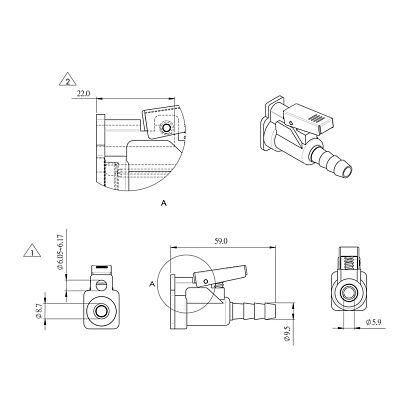 Коннектор на топливный бак Skipper для Yamaha "мама", 8 мм