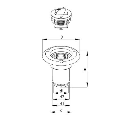 Заливная горловина для бака под воду SeaFlo, патрубок 40 мм Белая