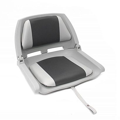 Сиденье пластмассовое складное с подложкой Molded Fold-Down Boat Seat,серо-чёрное