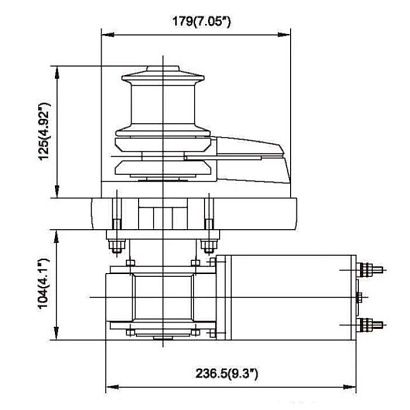 Лебедка якорная серии-C Heavy Duty Style (c барабаном) 600Вт, 12В, цепь 6 мм/веревка 12 мм