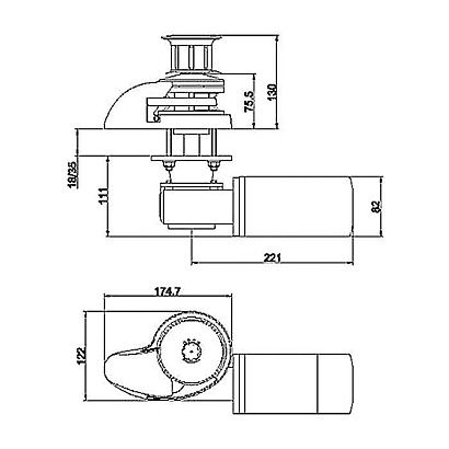 Лебедка якорная "SMART" без барабана, 700Вт, 12В, цепь 6мм