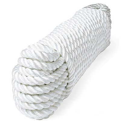 Трос швартовый трех прядный 10мм*9м белый