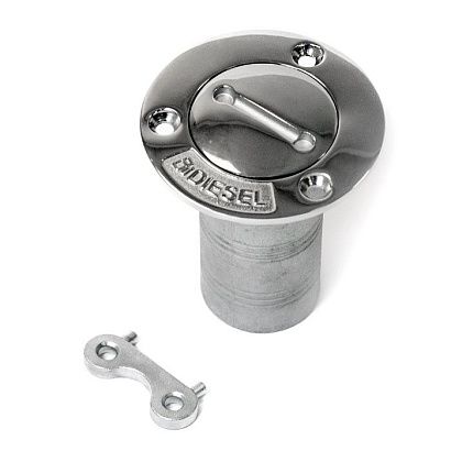 Горловина заливная SUNFINE 38мм прямая с ключом (Diesel), нержавеющая сталь