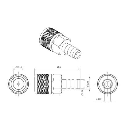 Коннектор топливный на бак для Suzuki "мама", 9,5 мм для моторов мощностью менее 75 л.с.