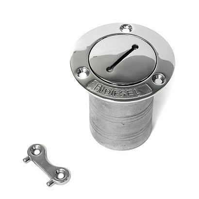 Горловина заливная SUNFINE 51мм прямая с ключом (Diesel), нержавеющая сталь