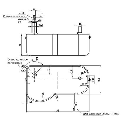 Электропривод стеклоочистителя W.E в корпусе, длина резьбы 25 мм, посадка М8-10, 45-50-85-105°, 12В