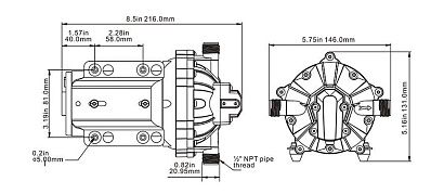 Пятикамерный мембранный насос 51 SERIES 15 л/мин, 24В