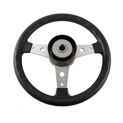 Колесо рулевое DELFINO, спицы серебрянные 340 мм, чёрный