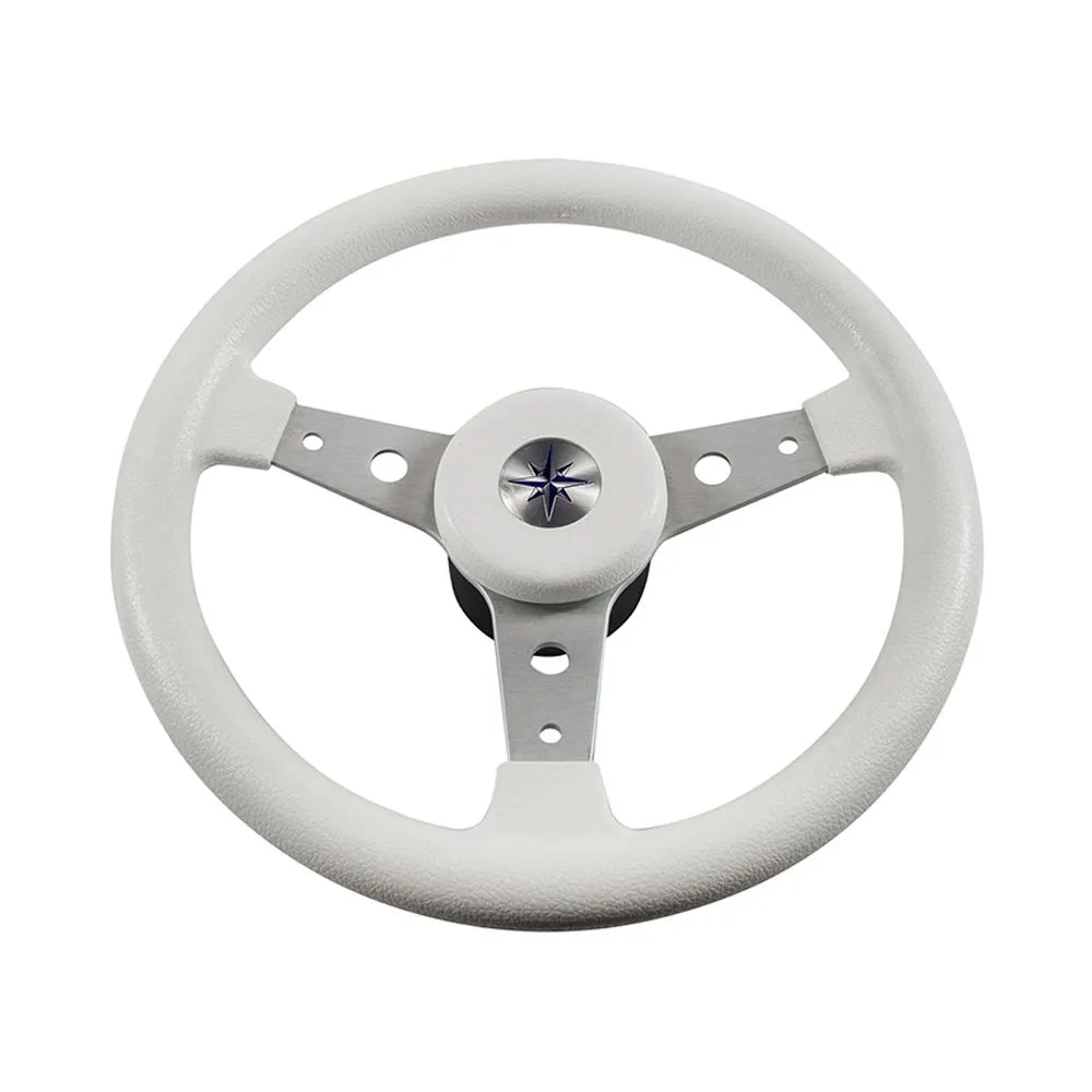 Колесо рулевое DELFINO, спицы серебрянные 340 мм, белый