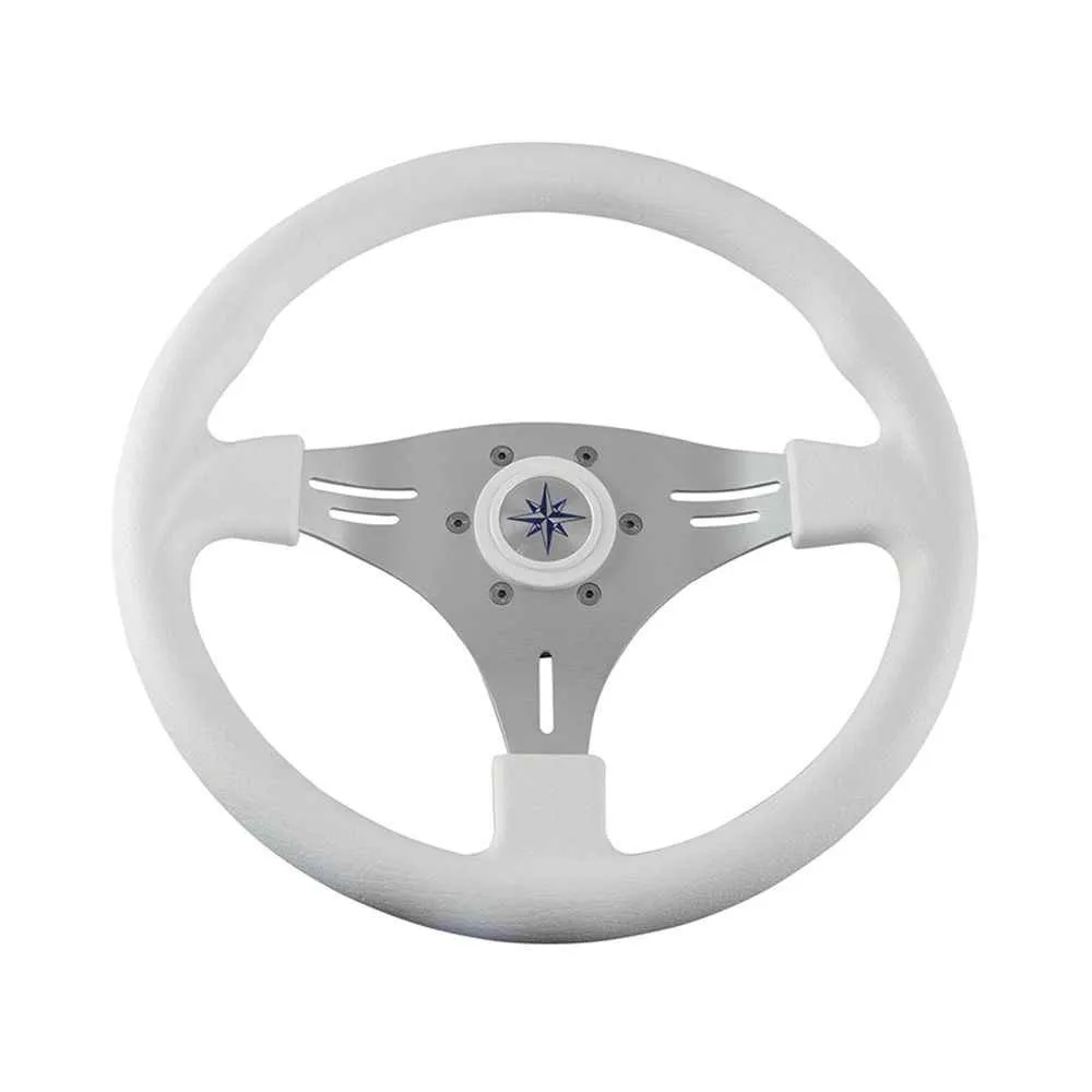 Колесо рулевое MANTA, спицы серебряные 355 мм, белый