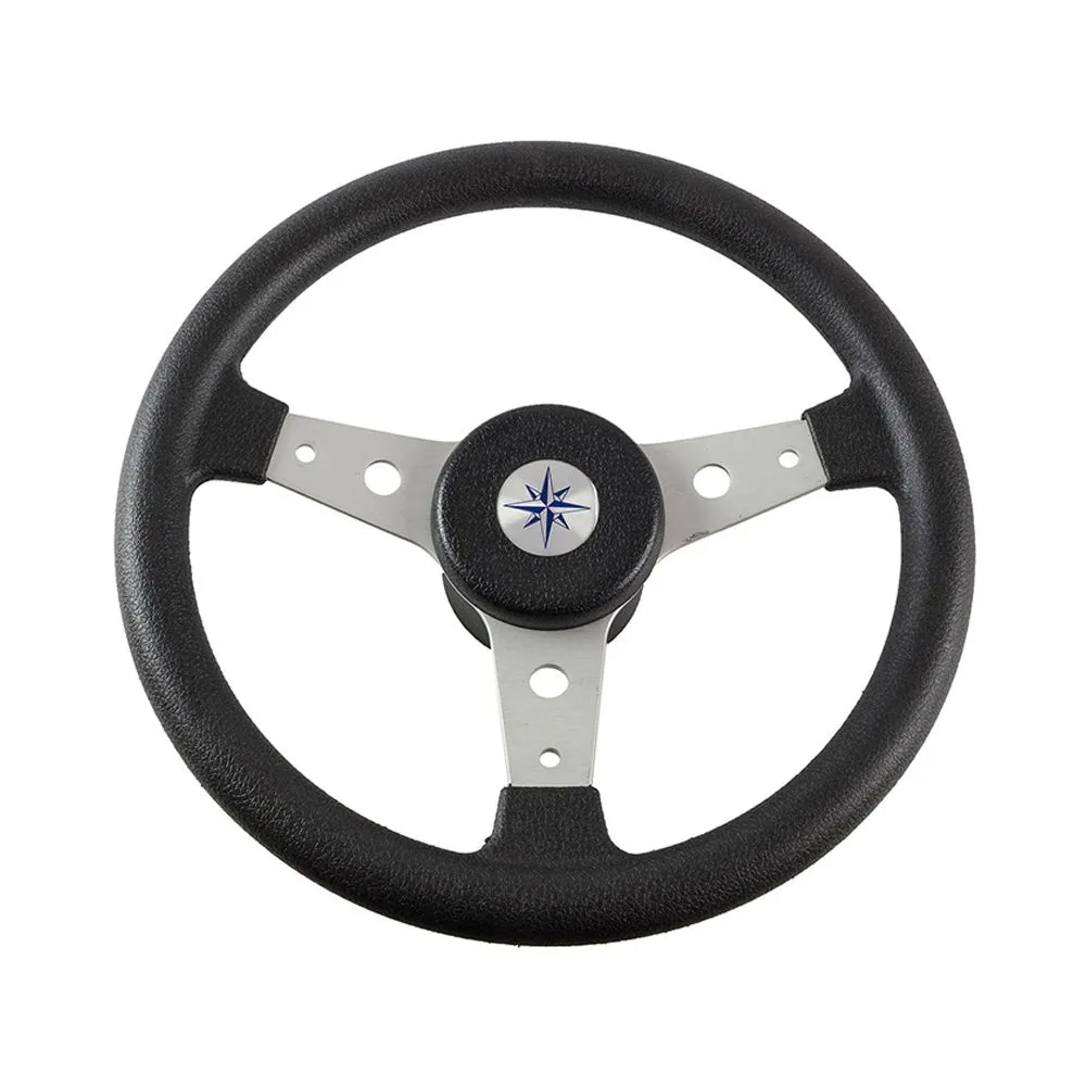 Колесо рулевое DELFINO, спицы серебрянные 340 мм, чёрный