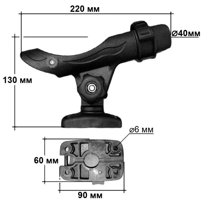 Держатель спиннинга SUNFINE поворотный на палубу, пластик