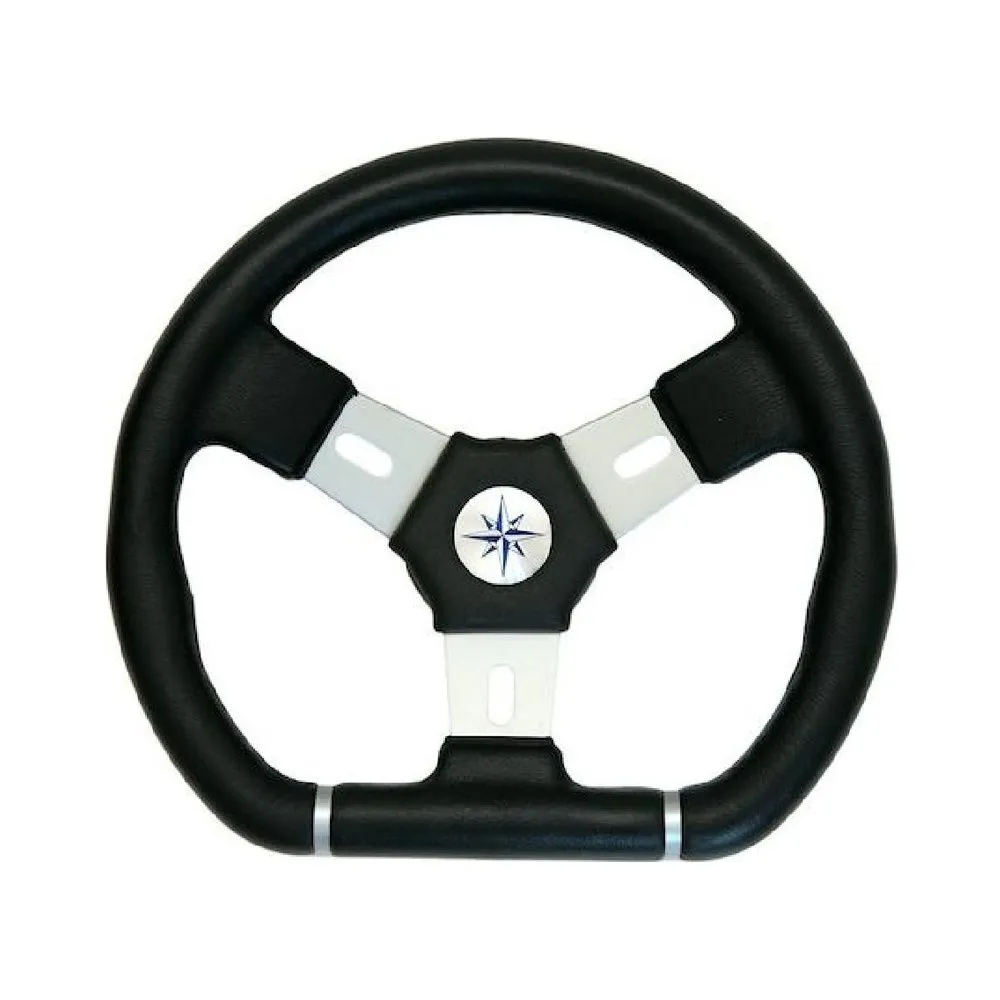 Колесо рулевое ELBA SPORT, спицы серебрянные 320 мм, чёрный