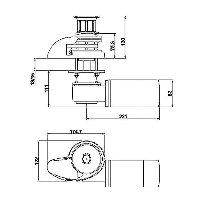 Лебедка якорная "SMART" без барабана, 700Вт, 12В, цепь 6мм