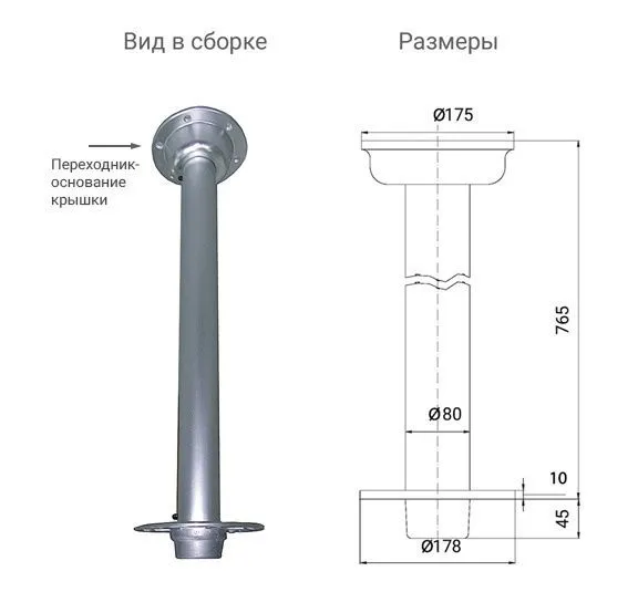 Переходник-основание крышки столешницы 175х80 мм (3660018)