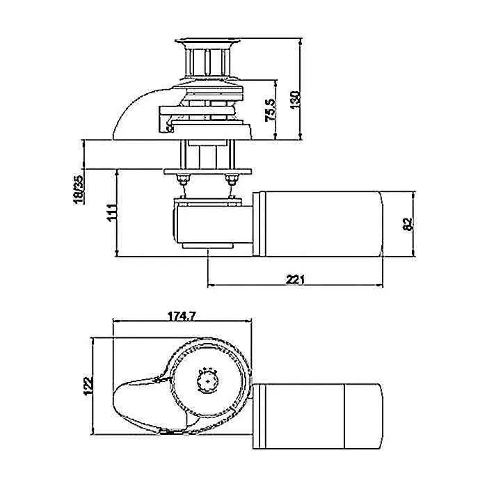 Лебедка якорная "SMART" без барабана, 500Вт, 12В, цепь 6мм