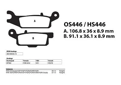 Тормозные колодки YAMAHA