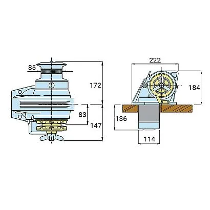 Лебедка якорная "Kobra", 1000Вт, 12В, цепь 8мм