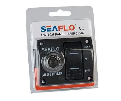 Панель управления с предохранителем для осушительного насоса (ручной-выкл-авто) 12/24В, пластик