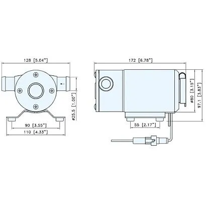 Насос водяной 400GPH, 172х128х97 мм, 12V, под шланг 25 мм
