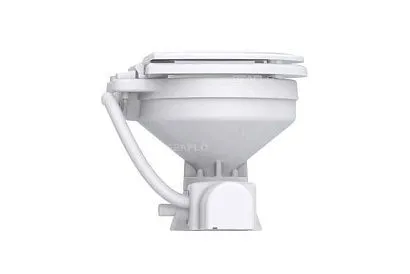 Унитаз судовой керамический 24В (компакт) сиденье из дерева с эмалевым покрытием