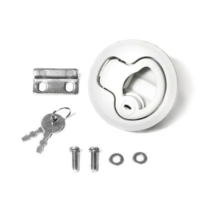 Замок потайной SUNFINE 61x35мм с ключами, белый пластик