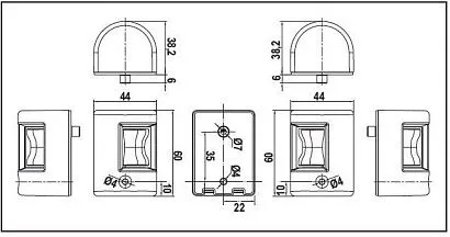 Огни бортовые светодиодные 38х60 мм, белый корпус