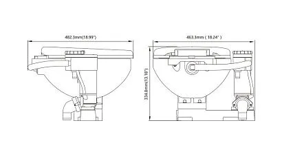 Унитаз судовой керамический с вертикальным насосом 12В (размер стандарт)