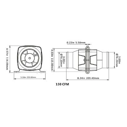 Вентилятор SeaFlo канальный, 3681 л/мин, 12V 3681 л/мин
