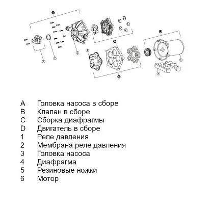 Пятикамерный мембранный насос 51 SERIES 15 л/мин, 24В